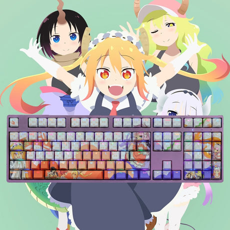 Miss Kobayashi's Dragon Maid Mechanical Keyboard Accessories Keycaps Cute Kannakamui Tohru Cartoon Anime Keycap Oem Height, everythinganimee