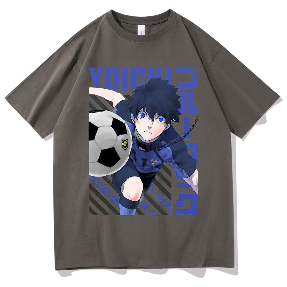 Introducing the must-have Anime Blue Lock Isagi Yoichi Graphic T-Shirt for men and women! This trendy, unisex t-shirt features a cool graphic design of the iconic anime character Isagi Yoichi. Made with soft, breathable cotton, this t-shirt is perfect for any casual occasion. Available in a variety of sizes and colors, you'll be able to find the perfect fit. 