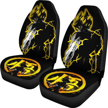 Car Seat Cover Cool Anime Dragon Ball Z Cartoon Design 2pcs Set Universal Cushion Covers Fit Most Vehicle SUV Van Trucks Interior Accessories, everythinganimee