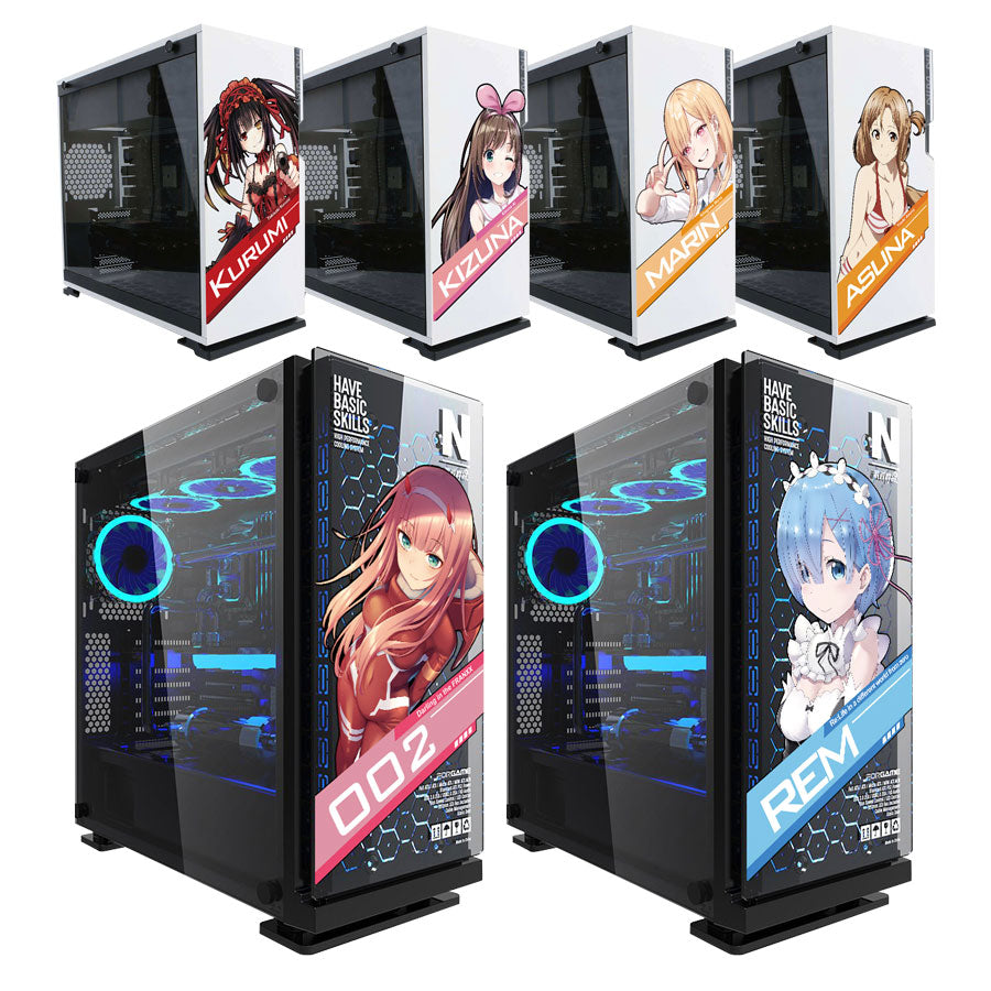 Anime girls from all the different anime Stickers for PC Case,Cartoon Decor Decals for Computer Chassis,ATX Mid Case Decorative sticker, 32 different anime girls, everythinganimee