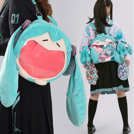 Kawaii Anime Hatsune Miku Cosplay Plush Backpack Ita Bag Women Bag Shool Student Men Velvet Shoulder Bag Girl Gift, everythinganimee