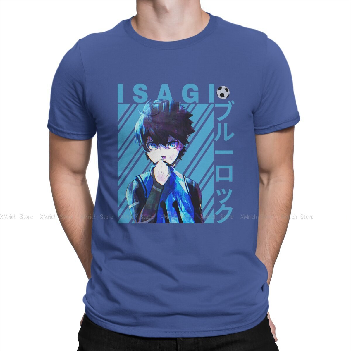 Men's Cool T Shirts BLUE LOCK Isagi Yoichi Anime 100% Cotton Clothing Casual Short Sleeve Crew Neck Tees Graphic T-Shirt, everythinganimee