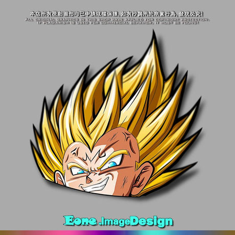 Anime Dragon Ball Z/GT/Super Car Sticker GokuVegeta Super Saiyan Lightning Reflective Holographic Waterproof Sticker Pull Flower , everythinganimee