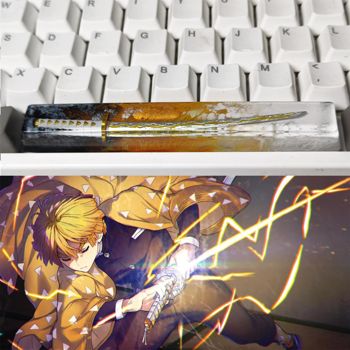 Japan Anime Demon Slayer Artisan Resin Keycaps 6.25u Spacebar Custom Mx Switch Key Caps For Mechanical Backlit Keyboard GK64 61, everythinganimee