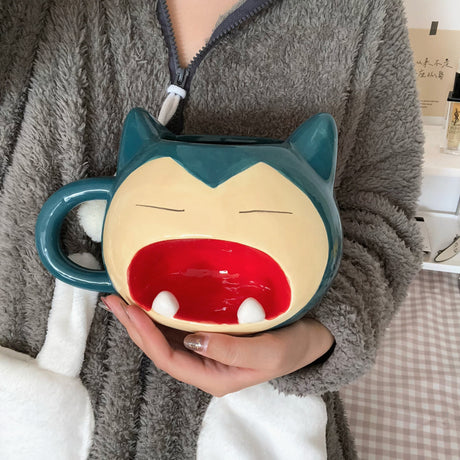 3D Snorlax Mug Large Capacity Mug Cartoon Ceramic Water Cup Milk Coffee Tea Cup Mug 1000ml Children Boys Girl Gift, everythinganimee