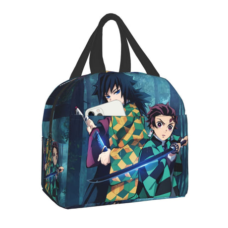 Demon Slayer Muichiro Tokito Insulated Lunch Bag for Women Kimetsu No Yaiba Cooler Thermal Bento Box School Food Storage Bag, everythinganimee