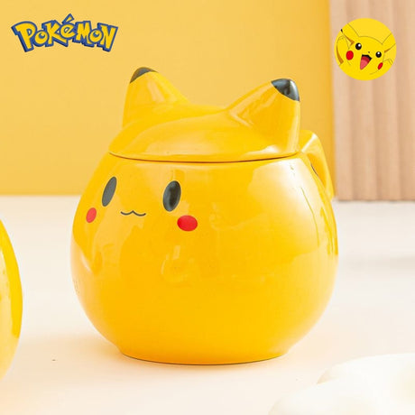 Pokemon Pikachu Cartoon Mug Kawaii Personality Child Ceramic with Cover Water Cups Heat Resistance Milk Coffee Cup Glass Gift, everythinganimee