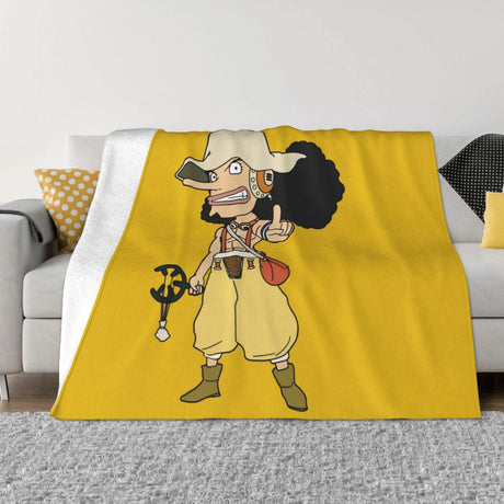 Captain Usopp Cartoon Blankets Flannel Printed One Piece Portable Super Soft Throw Blanket for Home Car Rug Piece, everythinganimee