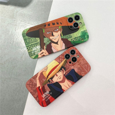 Anime One Piece Roronoa Zoro & Luffy Cartoon Phone Case For iPhone 14 Pro Max 13 12 11 Pro Max Case Cute Shockproof Soft Cover, everythinganimee