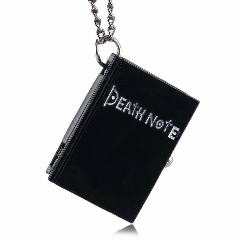 Steampunk Cool Death Note Quartz Pocket Watch Small Size Black Book Shape Neckalce Pendant Men Women Children Birthday Gifts