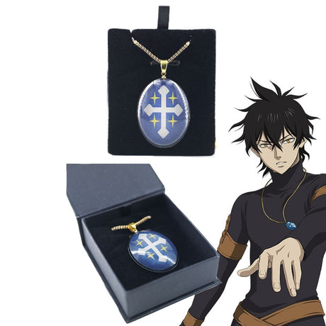 Anime Black Clover Yuno Necklace Cosplay Blue Magic Pendant Jewelry Costume Accessories Prop Fans Gift, everythinganimee