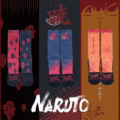 Anime Naruto Figure Embroidery Uchiha Itachi Pattern Men and Women's Medium Length Cotton Akatsuki Red Cloud Socks, everythinganimee
