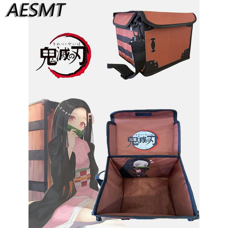Demon Slayer Backpack Kimetsu No Yaiba Kamado Nezuko Box Anime Printing Foldable Creative Backpack Cosplay Prop Gifts, everythinganimee