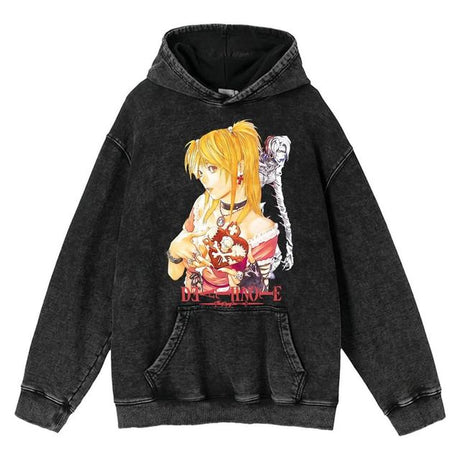 Anime Death Note Washed Hoodies Men 100% Cotton Vintage Sweatshirts Streetwear Kurosaki Ichigo Hoody Women Casual Harajuku Tops, everythinganimee