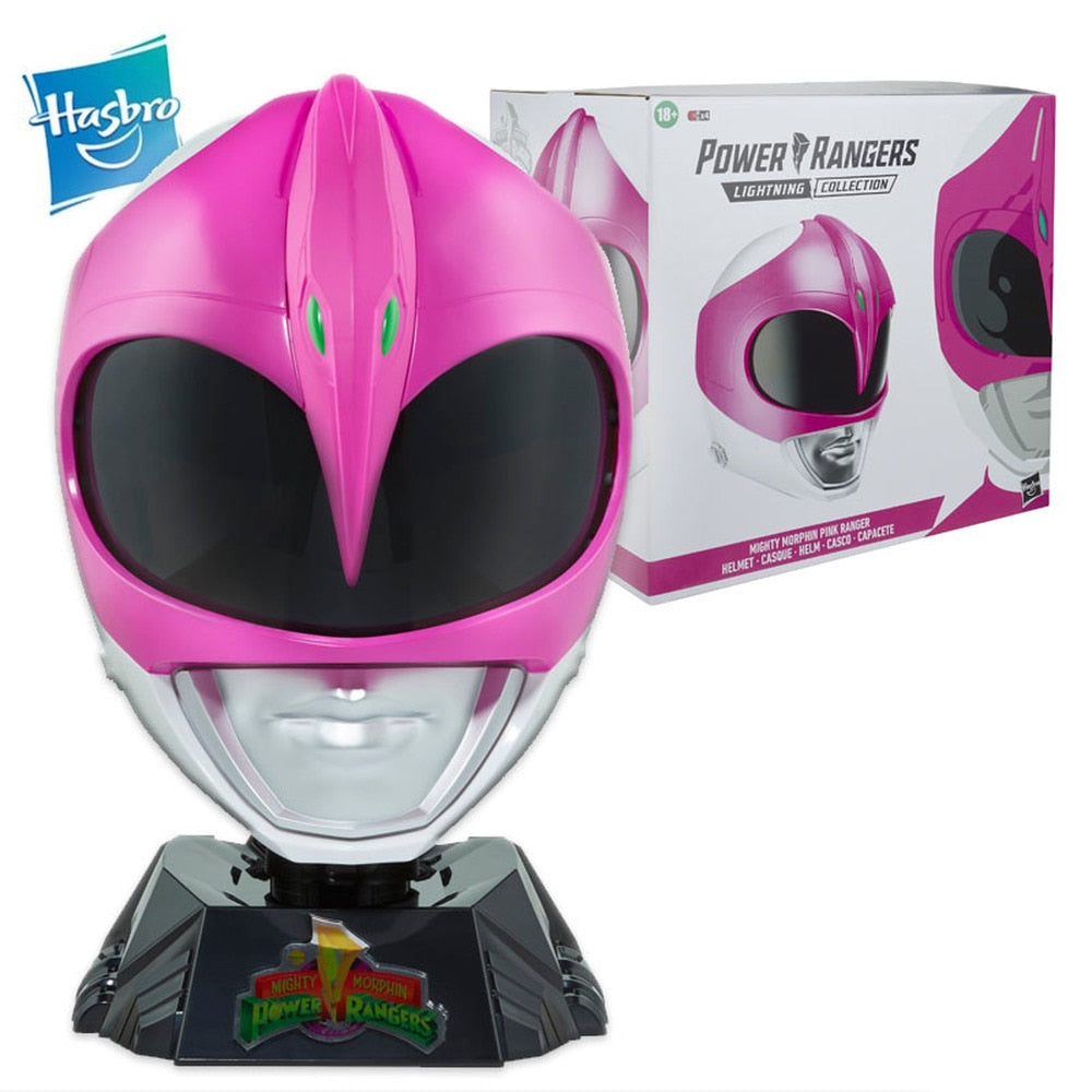 Hasbro Mighty Morphin Power Rangers Pink Ranger Halloween Helmet with Display Stand Cosplay Toy for Small Head Gift F0390, everythinganimee