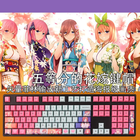 108 Keys/set PBT Dye Subbed Keycaps Cartoon Anime Gaming Key Caps Cherry Profile Keycap For The Quintessential Quintuplets, everythinganimme