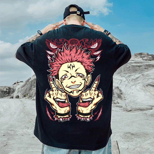 This tees captures the magic of Ryomen Sukuna. If you're looking for more Jujutsu Kaisen merch, we have it all! Check out our anime merch now—free shipping!