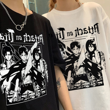 This shirts captures the magic of AOT Trio Tee. If you're looking for more Attack on Titan merch, we have it all! Check out our anime merch now—free shipping!