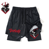 Anime Berserk Men Running Shorts Trunks Quick-dry Guts Print Male Joggers Casual Shorts Beach 2 In 1 Gym Sport Workout Shorts, everythinganimee