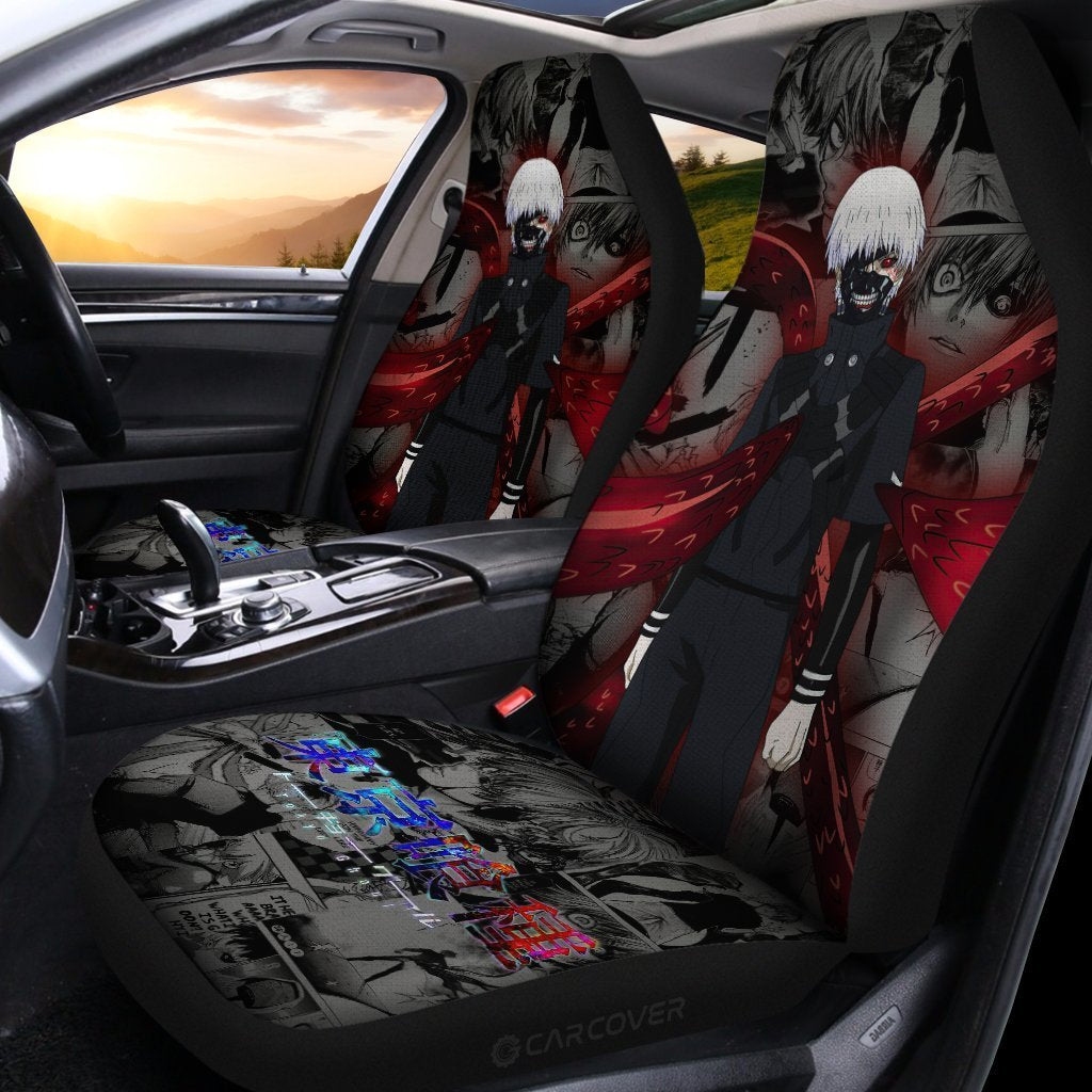 Tokyo Ghoul Rize Kamishiro Car Seat Covers Anime Car Accessories,Pack of 2 Universal Front Seat Protective Cover, everythinganimee