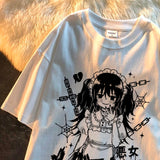 Reimu Hakurei Oversized t-shirt, 2022 new Women T shirt Y2k Gothic Vintage Short Sleeve T-shirt Female Harajuku fashion woman blouses 2022 Streetwear clothes Top, everythinganimee