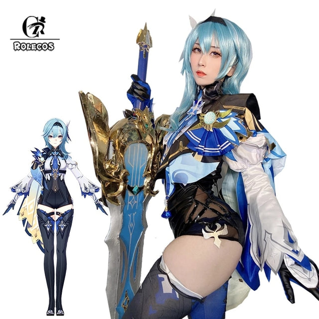 ROLECOS Game Genshin Impact Eula Cosplay Costume Genshin Impact Cosplay Costume Eula Outfit Halloween Cosplay Uniform Full Set, everythinganimee