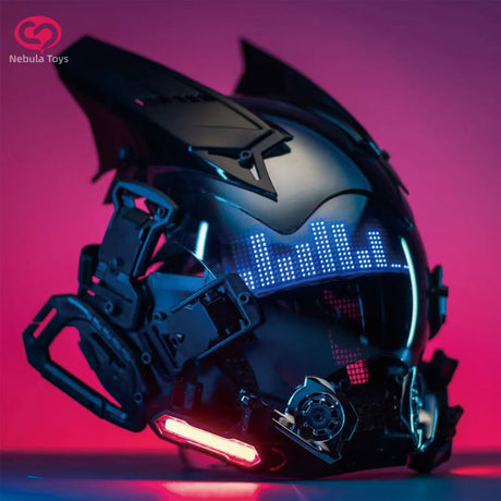 Cyberpunk Mask Helmet Techwear Cosplay Bluetooth With Dynamic Led Samurai Mask Customizable Patterns Screen Halloween Party Gift, everythinganimee