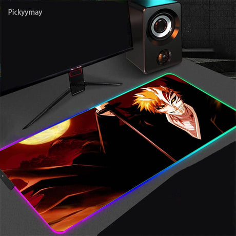 Anime BLEACH Mouse Pad RGB Mousepad With Backlight XXL Laptop Table Pads Desk Carpet Office PC Gaming Accessories LED Mouse Mat