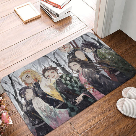 Demon Slayer Kimetsu no Yaiba Nezuko Tanjiro Anime Bath Mat Friend Doormat Flannel Carpet Entrance Door Rug Home Decoration, everythinganimee