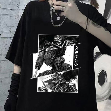 Berserk Guts T Shirt for Men Manga Swordsman Gatsu Sacrifice Zodd Anime T-shirt Camisas Hombre Cotton Fashion Men's Clothing Top