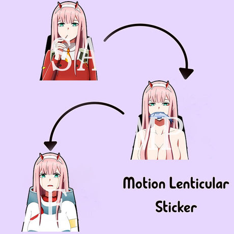 Zero Two Suitcase Sticker DARLING In The FRANXX Motion Sticker Anime Waterproof Decals for Cars,Laptop, Refrigerator,Etc Gift, everythinganimee