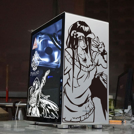 Overlord Albedo Anime Stickers for PC Case ,Cartoon Deocr Decals for ATX Computer Chassis Skin,Waterproof Easy Removable, everythinganimee