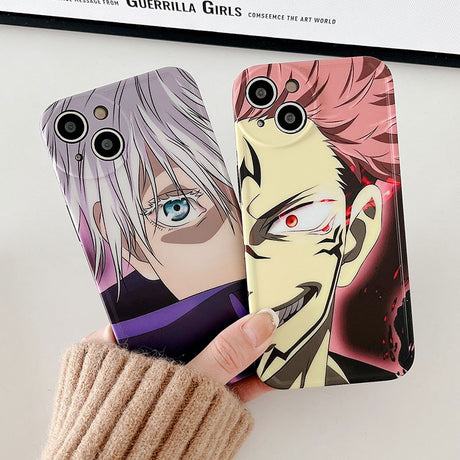 phone case featuring your favorite Jujutsu Kaisen characters, such as Yuji Itadori, Fushiguro Megumi on it. The case is compatible with iPhone 14, 13, 12, 11 Pro, X, Xs Max and XR.