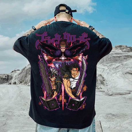 Anime Black Clover Shirts Anime Asta Yami Sukehiro T-Shirt Short Sleeve Hip Hop Tops, everythignanimee