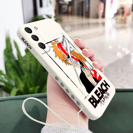 Anime Bleach 4 different styles of Ichigo Phone Case For Samsung Galaxy S22 S21 S20 Ultra Plus FE S10 S9 S10E Note 20 ultra 10 9 Plus Cover Hand Strap, everythinganimee