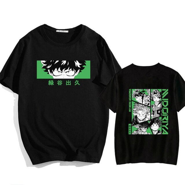 Japanese Anime My Hero Academia T Shirt Deku Print T-shirts Summer Katsuki Bakugou Graphic Tshirt Cartoon Harajuku Unisex Tops, everythinganimee