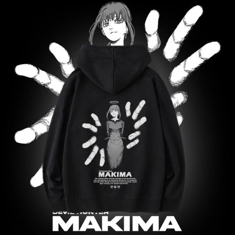 Chainsaw Man Makima Anime Hooded Sweatshirt Manga Graphic Men Oversize Hoodie Women Top Winter Pullover Tracksuit Couple Clothes, everythinganimee