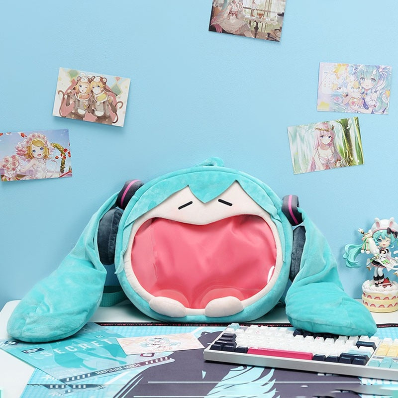 Kawaii Anime Hatsune Miku Cosplay Plush Backpack Ita Bag Women Bag Shool Student Men Velvet Shoulder Bag Girl Gift, everythinganimee