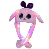 Bunny Ear Move Glowing Hat Anime Rabbit Led Light Jumping Funny Plush Ear Moving Cartoon Hat for Kids Girls Cosplay Party Cap, everythinganimee