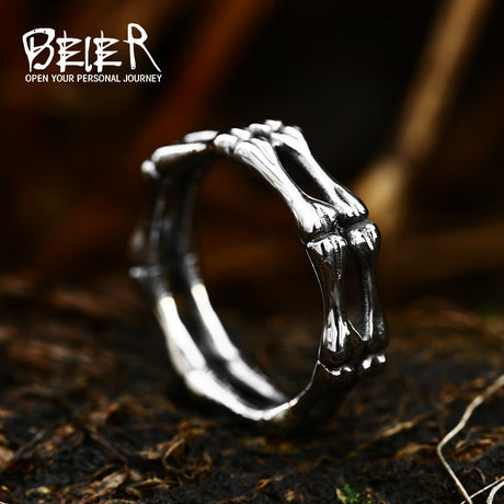 Beier One Piece Sale Unique Thin Skull For Boy And Girl Stainless Steel Lady's Finger Ring BR8-373, everything animee
