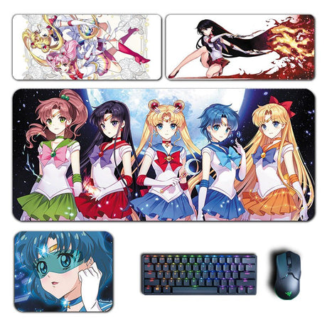 Anime Sailor Moon Mouse Pad Tsukino Usagi Hino Rei Ami Cute Mouse Pad Computer Keyboard Pad Cartoon Kawaii Accessories Desk Mat, everythinganimee