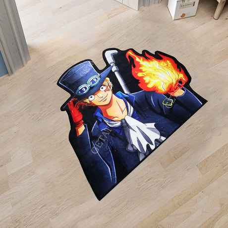 Anime One Piece Sabo Irregular Rugs Carpet for Living Room Bedroom Sofa Kitchen Doormat Decor Kid Play Non-slip Floor Mats, everythinganimee