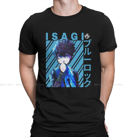 Men's Cool T Shirts BLUE LOCK Isagi Yoichi Anime 100% Cotton Clothing Casual Short Sleeve Crew Neck Tees Graphic T-Shirt, everythinganimee