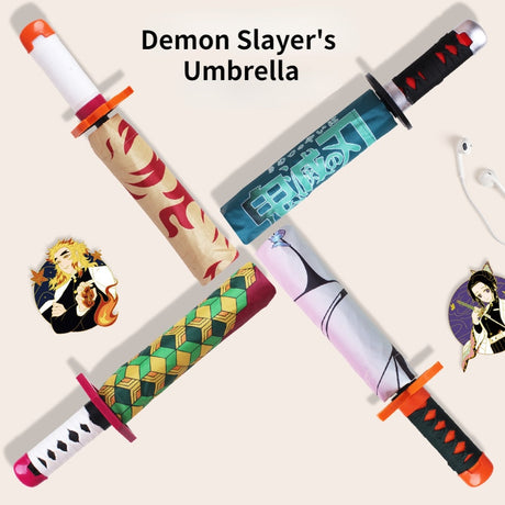 Anime Demon Slayer Umbrella Cosplay Props Hilt Knife Holder Triple Folding Sun Umbrella Cartoon Cute Fashion Anime Products, everythinganimee