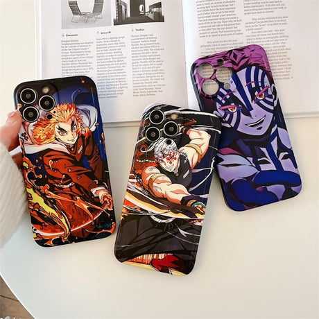 Hot Japan Anime Demon Slayer Color Phone Case For IPhone 11 12 13 14 Pro XS Max XR X Cartoon Soft Silicone Fundas Shell Cover, everything animee