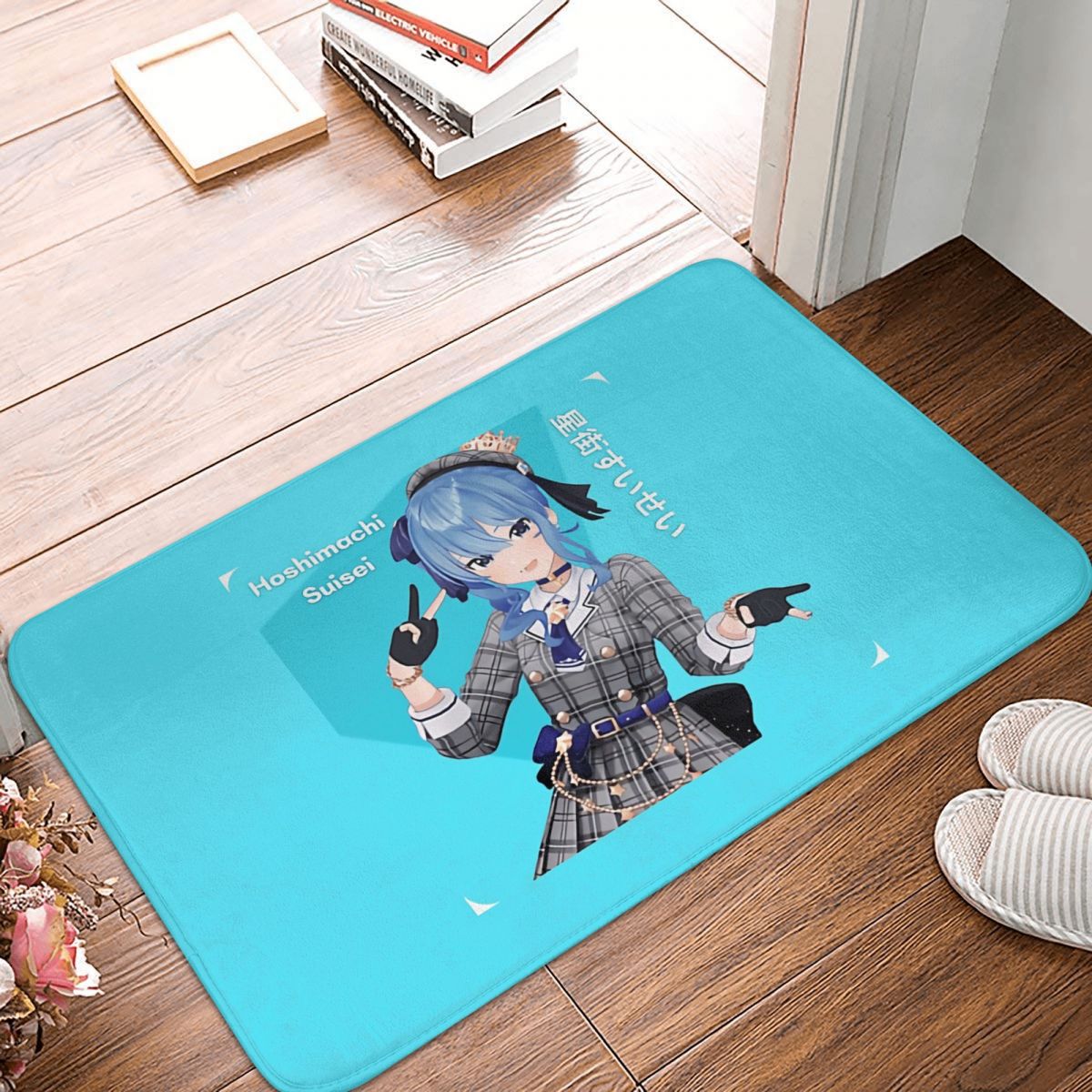Hololive Production Fictitious Virtual Youtuber Vtuber Non-slip Rug Doormat Living Room Mat Hoshimachi Suisei Hallway Carpet, everythinganimee