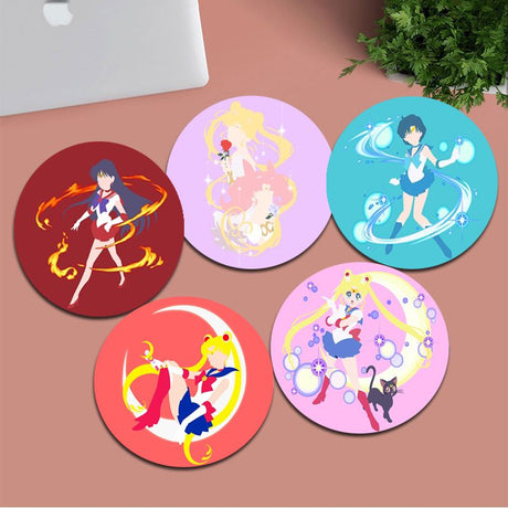 Sailor Moon Anti-Slip Round Desktop Desk Mat Kawaii Gaming Accessories Students Writing Pad Mouse Pad For Gamer Mousemat, everythinganimee