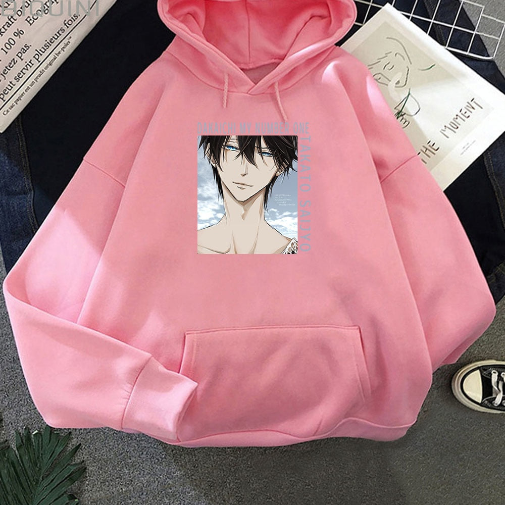 TAKATO SAIJYO Anime Hoodies Women Dakaichi My Number One Print Spring/Autumn Streetwear Oversized Sweatshirts Aesthetic Harajuku, everything animee