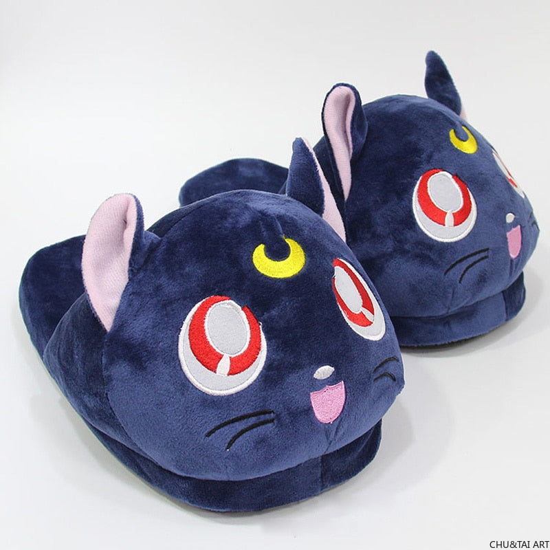 Sailor Moon Luna Cat Plush Slippers