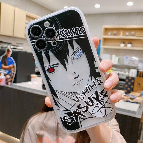 Naruto Phone Case for iPhone 13, 12, 11, 14 Pro Max, Plus, X, XR. Featuring the iconic Uchiha Sasuke and Kakashi characters, this soft silicone cover not only provides protection for your phone but also showcases your love for the iconic anime series. Perfect for any Naruto fan or as a gift for the anime enthusiast in your life